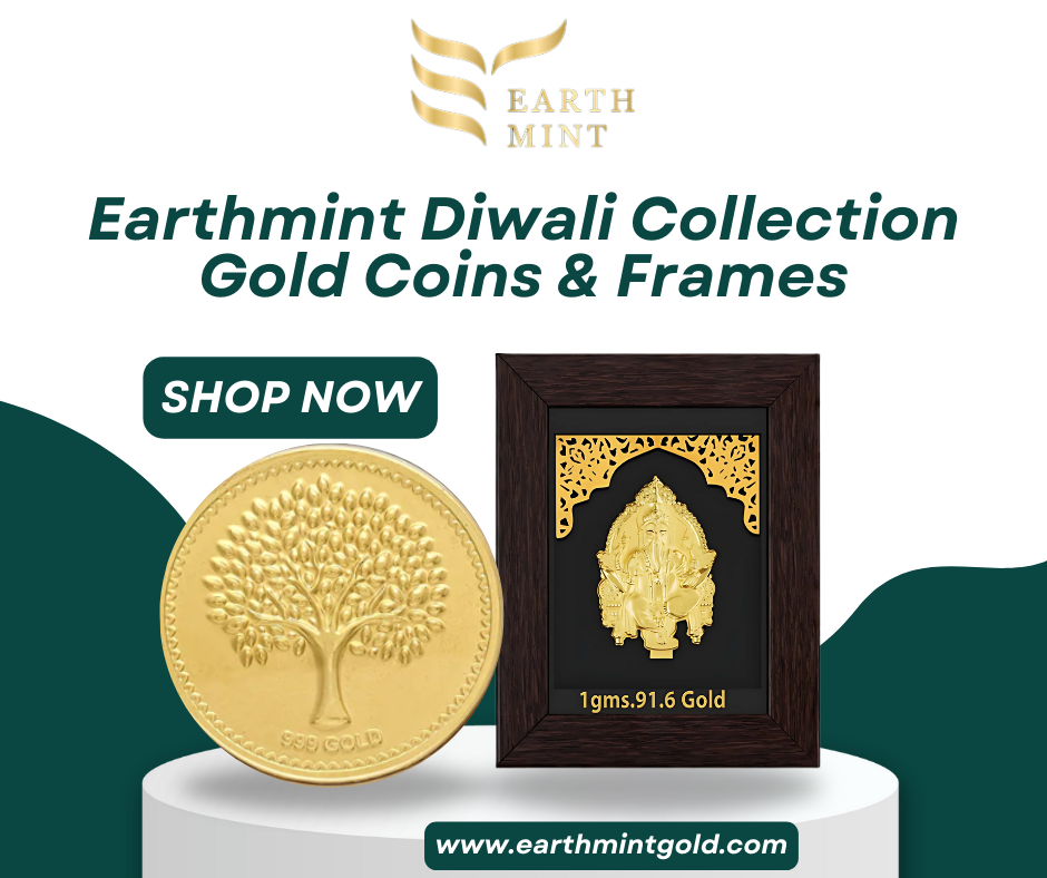 Earthmint Diwali Collection, Pure 24K Gold Coins & Frames for Auspicious Gifting