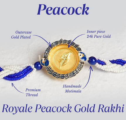 Royale Peacock 24K Pure Gold Rakhi