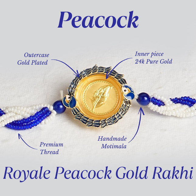 Royale Peacock 24K Pure Gold Rakhi