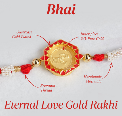 Eternal Love 24K Pure Gold Rakhi - 0.1g