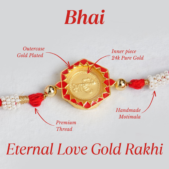 Eternal Love 24K Pure Gold Rakhi - 0.05g
