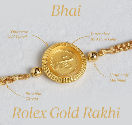 Rolex 24K Pure Gold Rakhi - 0.05g