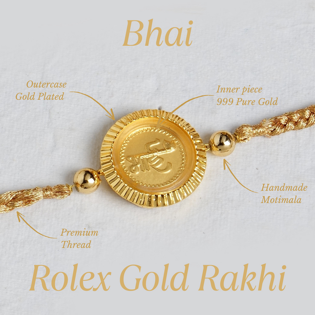 Rolex 24K Pure Gold Rakhi - 0.05g